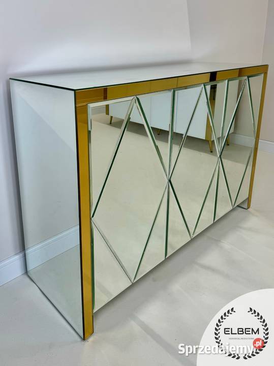 Komoda szklana biała złota ramka Glamour Warszawa