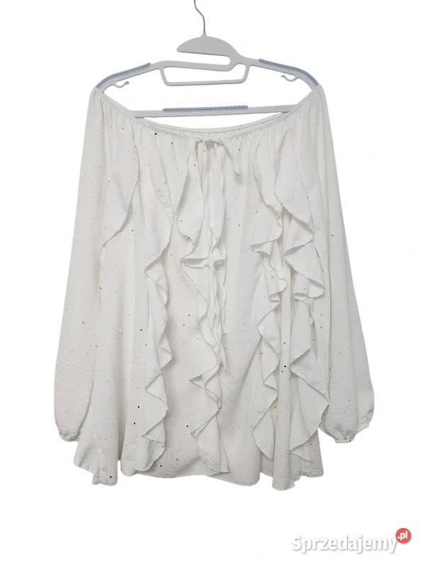 Bluzka hiszpanka z falbanami kolor kokos Rozmiar uniwersalny