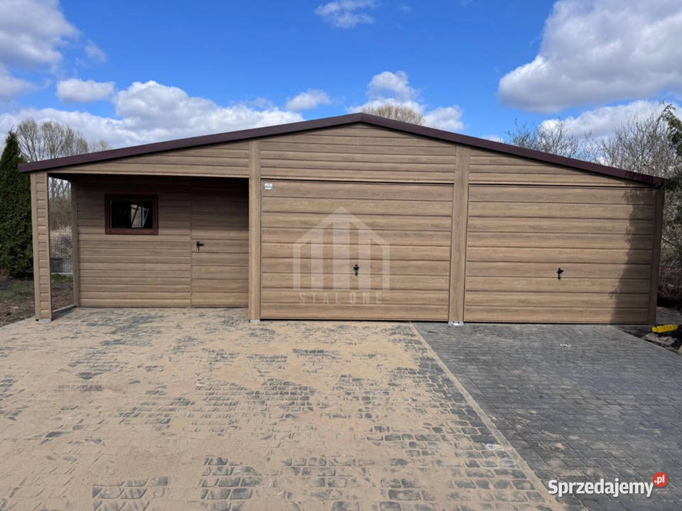 Garaż blaszany 9x4m wnęka 2x brama drzwi 3x okno