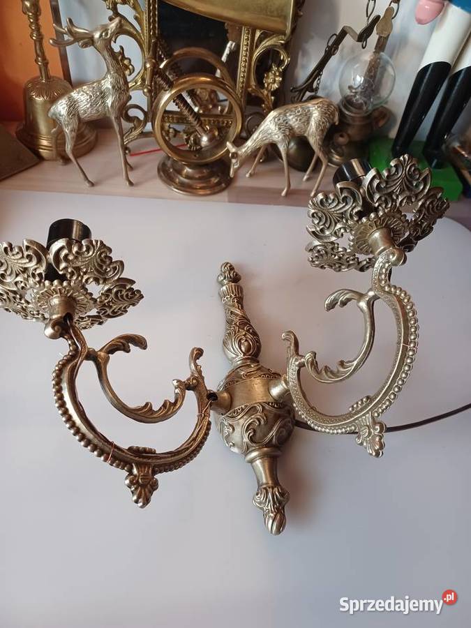 Piękny masywny mosiężny kinkiet Poznań