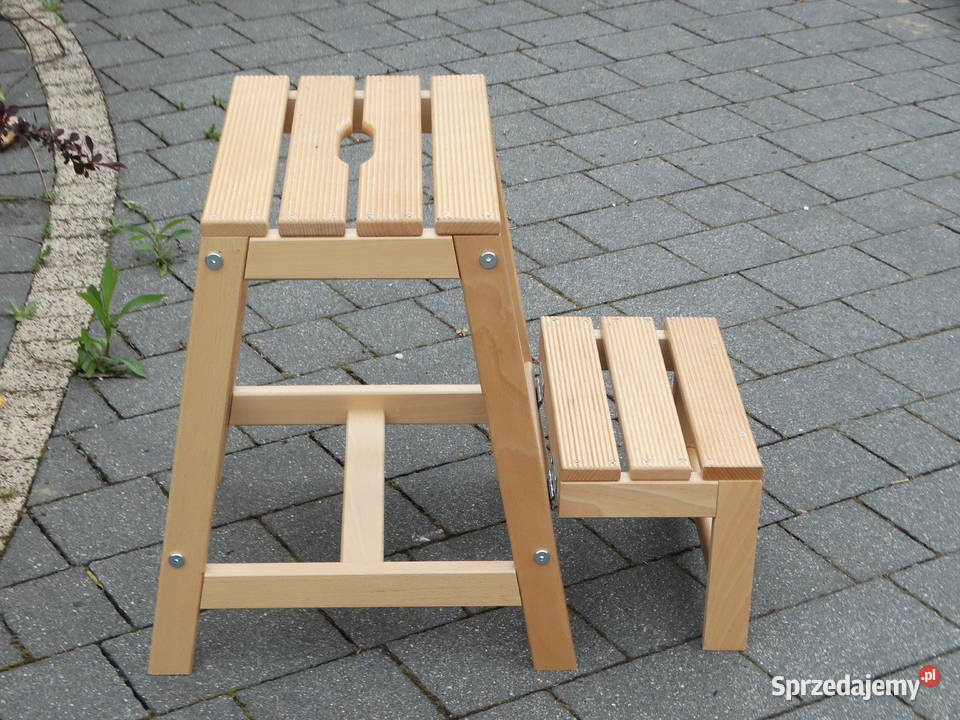 Drewniany Taboret Schodek 2w1 Solidna Drabinka