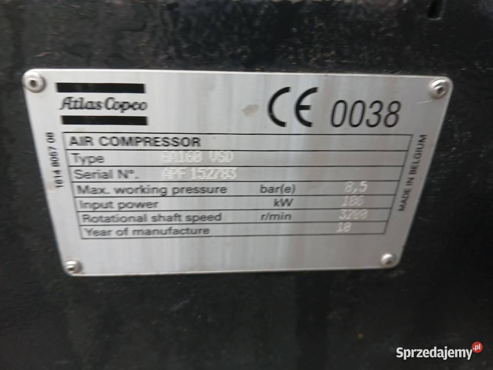 Sprężarka ATLAS COPCO GA160VSD 186kW 4821836mmin Wilków sprzedam