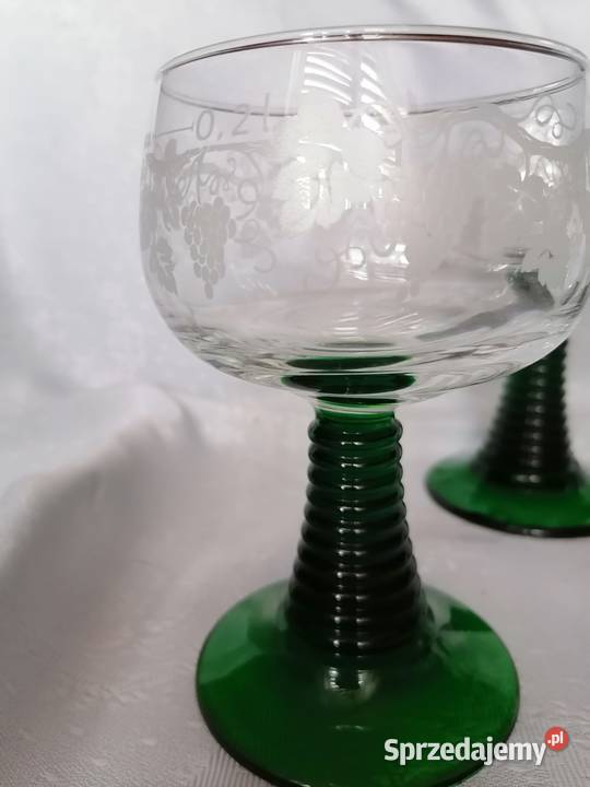 Kieliszki do wina na zielonej nóżce Luminarc Antyki, Sztuka, Kolekcje śląskie