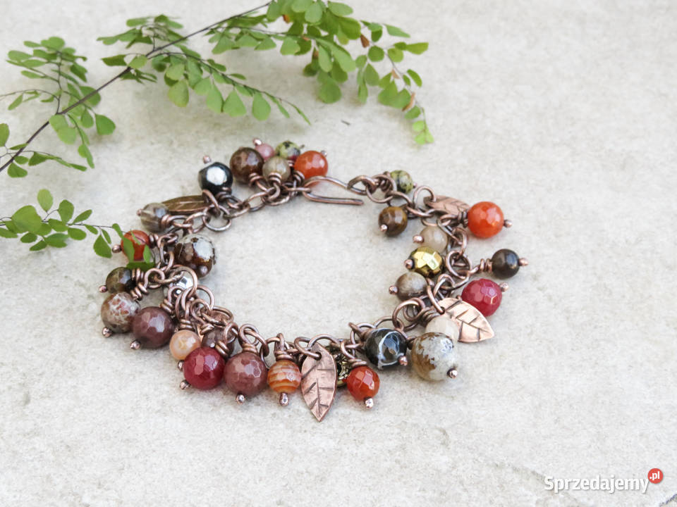 Miedziana bransoletka mix kamieni Wieliczka sprzedam