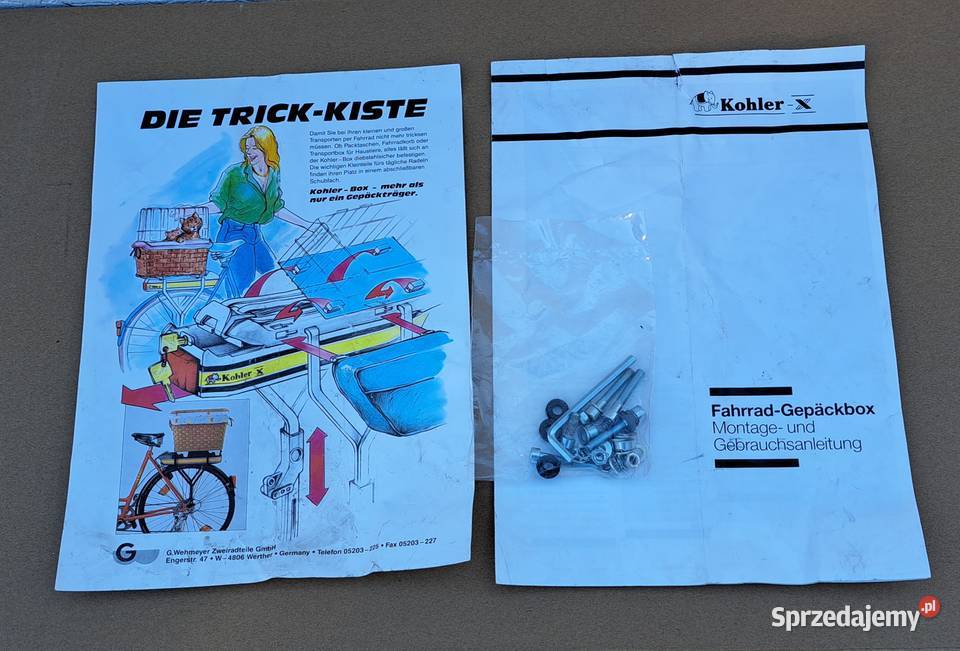 TYLNY BAGAŻNIK ROWEROWY ZE SCHOWKIEM KOHLER dolnośląskie Mielęcin sprzedam