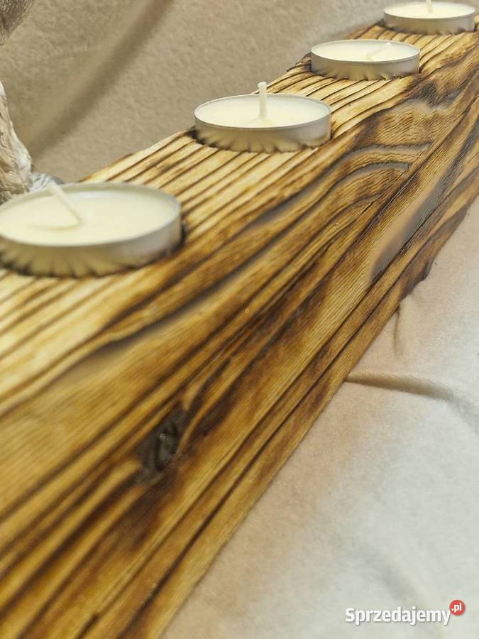 Świecznik świerkowy opalany Shou Sugi Ban Sępopol