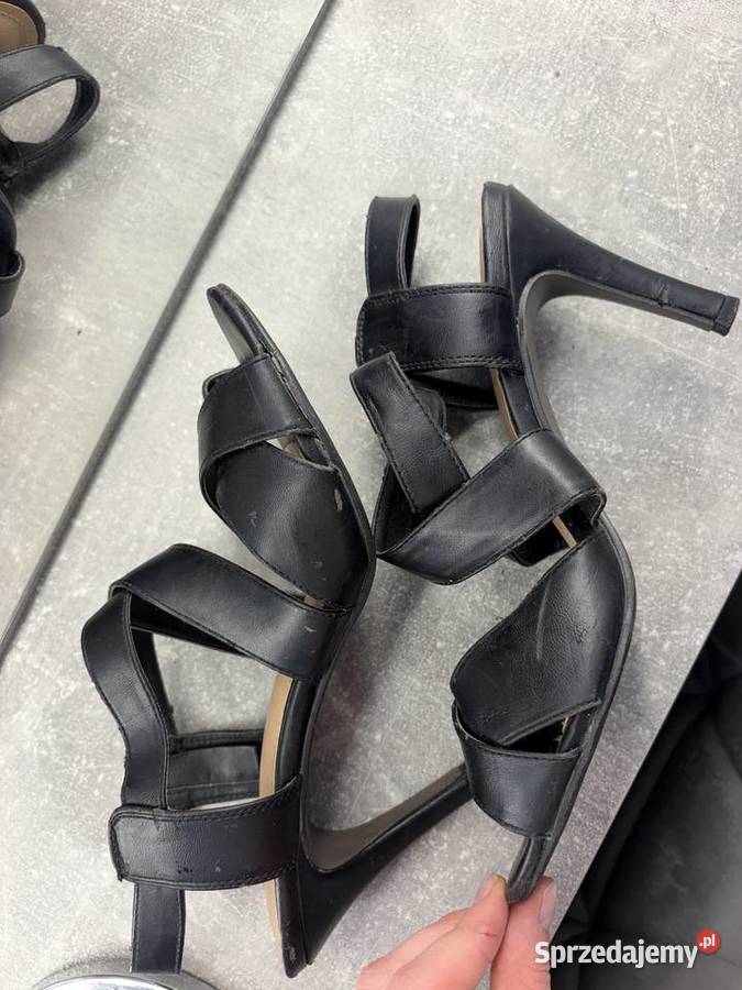 BUTY SZPILKI SANDAŁKI NA SZPILCE CZARNE Z