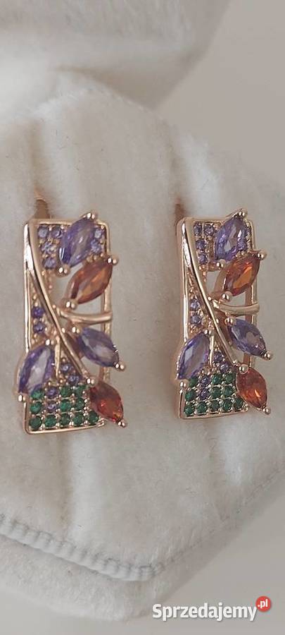 Kolczyki kolorowe Różowe Złoto 585 Gliwice