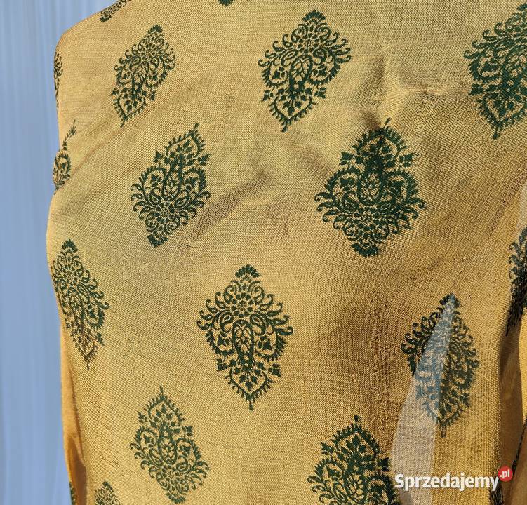 Duża chusta orientalna dupatta wzór boho żółta Dla kobiet Galanteria i dodatki zachodniopomorskie Szczecin