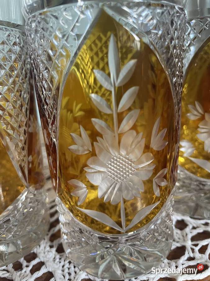Szklanki z krysztalu palone i grawerowane na 3 Jelenia Góra