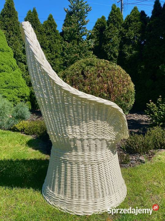 Fotel wiklinowy wysoki pełny biały podkarpackie Nowa Sarzyna