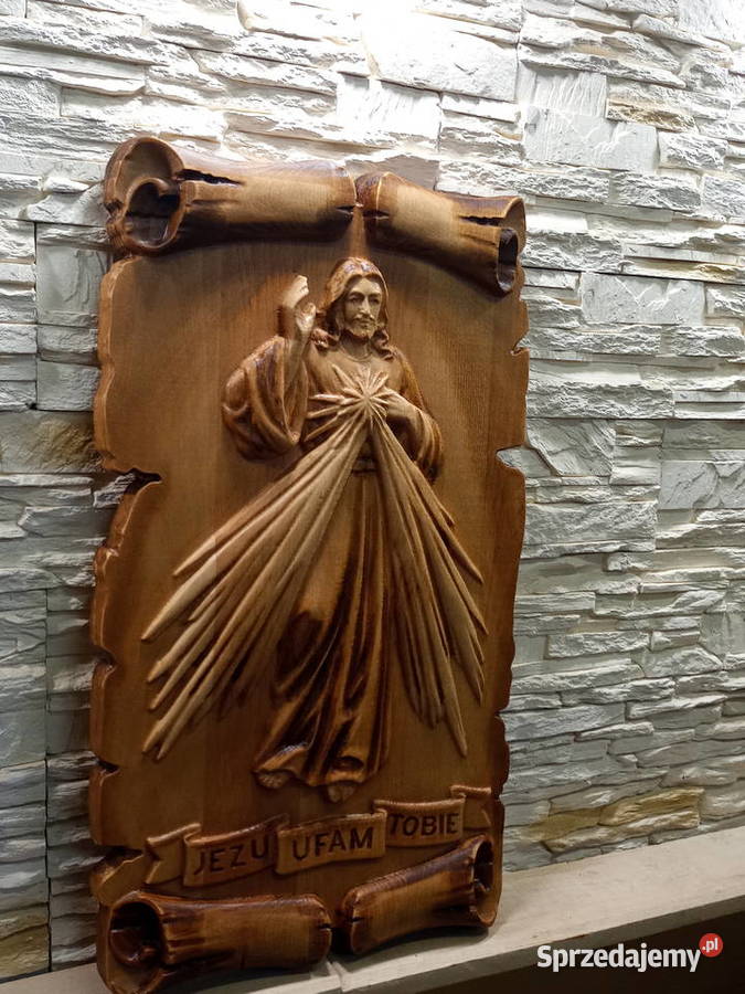 Jezus Plaskorzezba Drewno Dekoracje i ozdoby Młyny