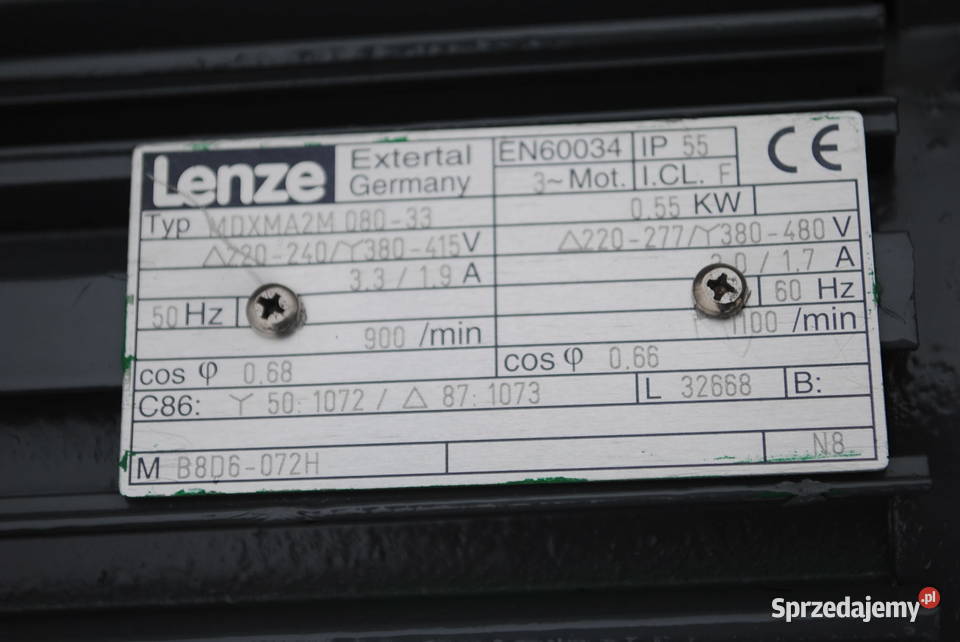 Motoreduktor 055kw 9obrmin z hamulcem Firmy Kargowa