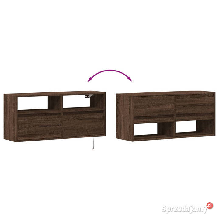 Ścienna szafka TV z LED brązowy dąb 100x31x45 Warszawa