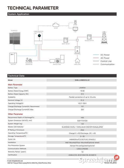Magazyn energii LV DAH SOLAR DHNLVWES16G1 16 kWh małopolskie