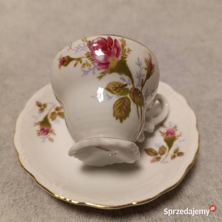 IMPORT Filiżanka Różany Duet Biała Porcelana Antykwariat Dobrzany