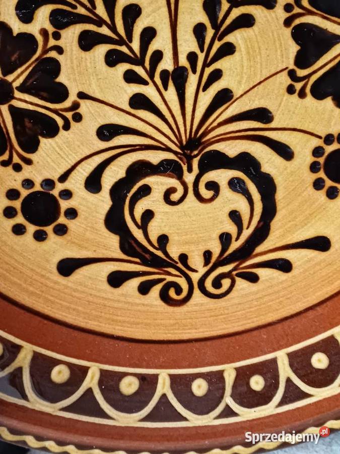 vintage duży talerz ozdobny Porcelana i szkło