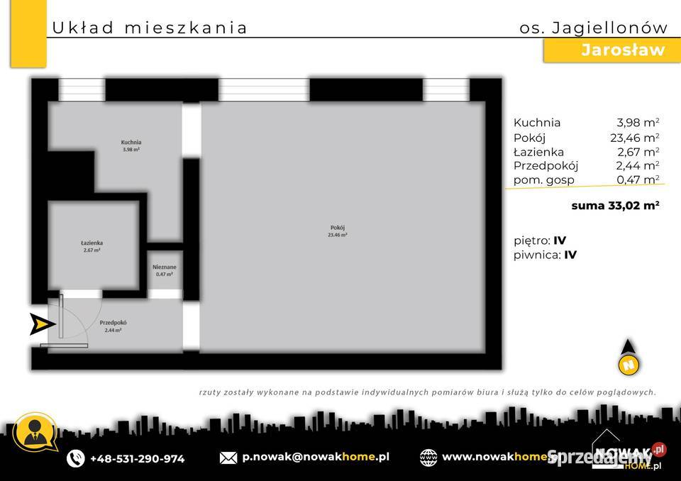 Jagiellonów Jarosław Centrum Kawalerka 33 m2 Sprzedaż