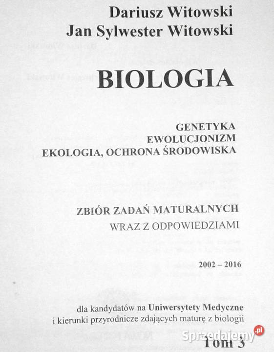 Biologia 3 Zbiór zadań z odpowiedziami 20022017 Chełm