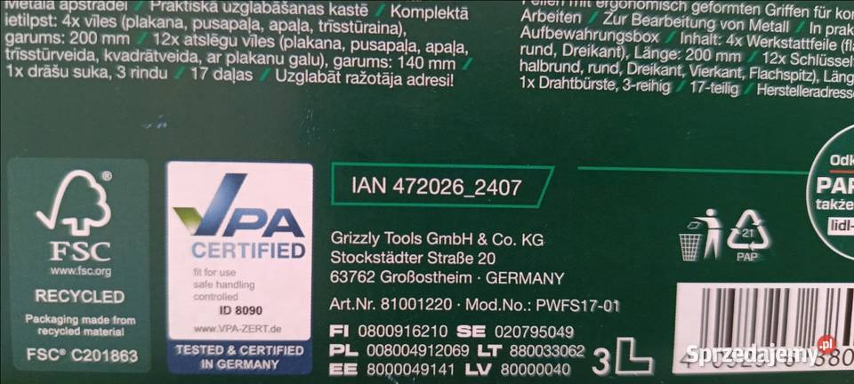 PARKSIDE pilniki warsztatowe zestaw 17 elementów Pilniki Ełk