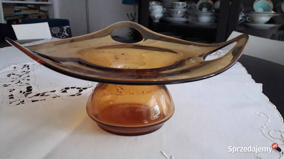 Patera wazon ze szkła miodowego Huta Laura