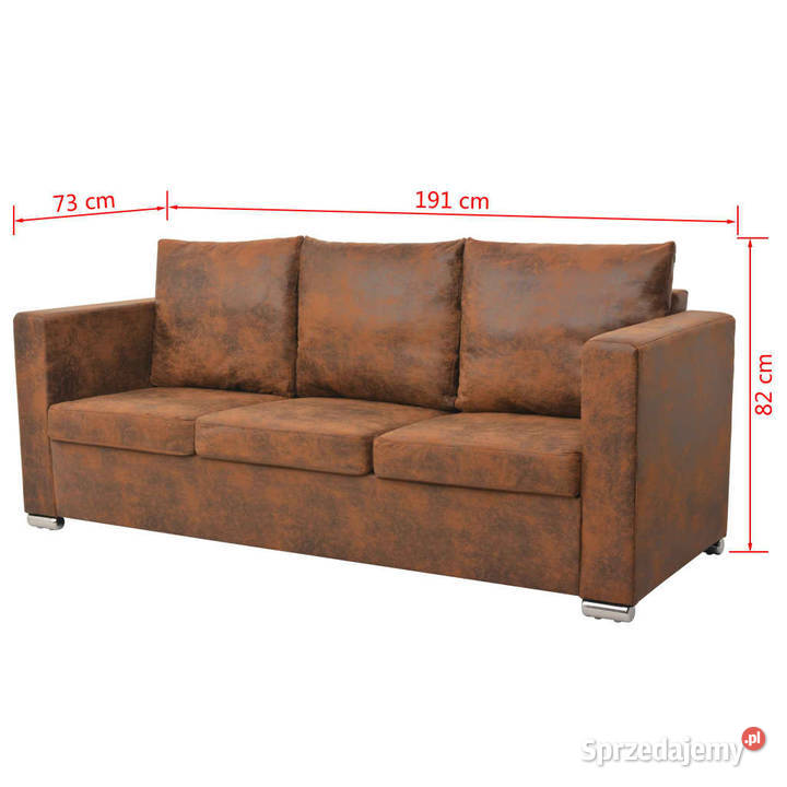 Sofa 3osobowa 191 x 73 x 82 sztuczny zamsz Warszawa