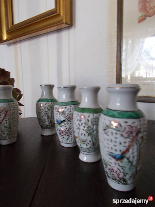 Ażurowe Porcelanowe Wazoniki6 kolekcja PRL Szczecin