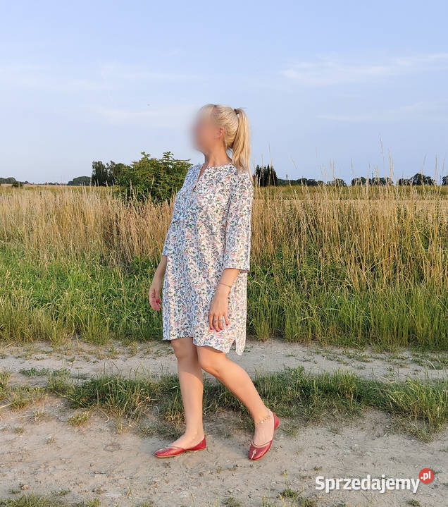 Krótka sukienka HM koszulowa w kwiaty 36 S Szczecin