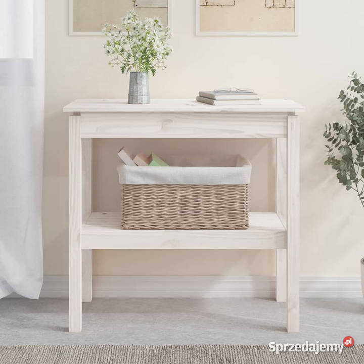 Stolik konsolowy biały 80x40x75 lite drewno Warszawa