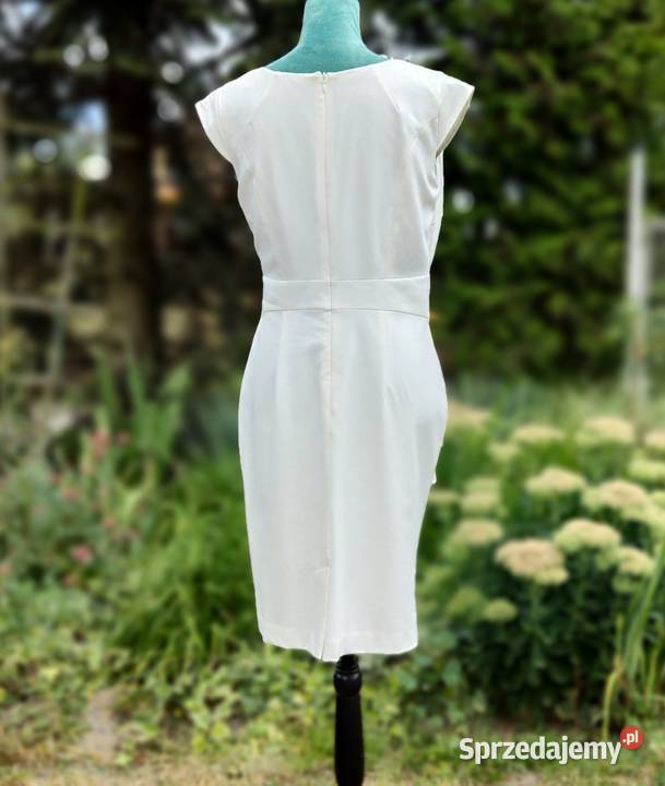 Biała kremowa sukienka Next 40 L elegancka midi Next Szczecin