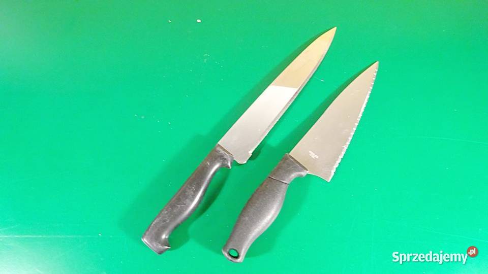 DWA DŁUGIE NOŻE KUCHENNE z szerokim ostrzem i Chorzów