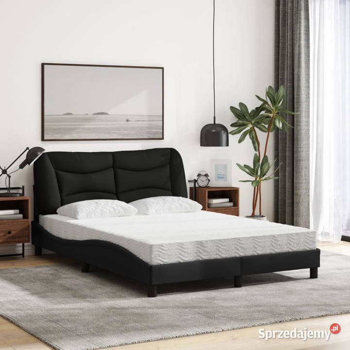 Łóżko z materacem czarne obite tkaniną 120x200 Łóżka Łóżka Warszawa