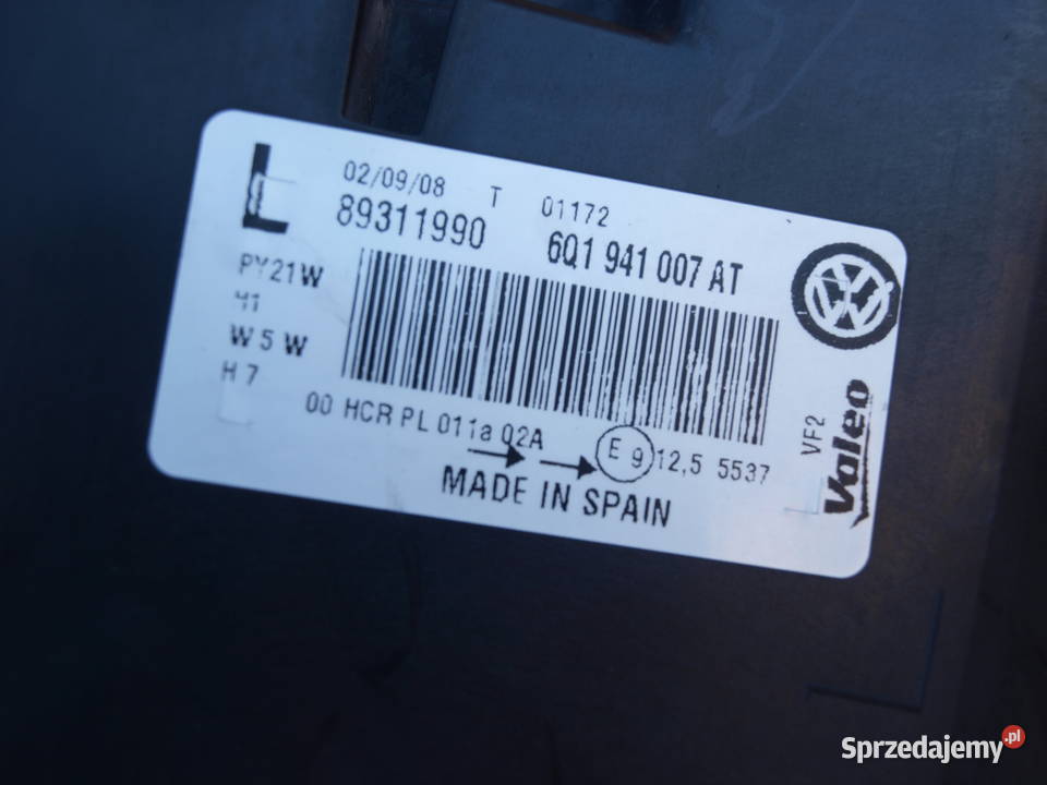 VW Polo lampa lewa przód 2005 2009r europa lampy przednie Kalisz