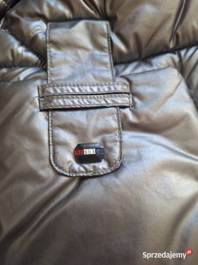 Piękna zimowa metaliczna srebrna kurtka 40 na