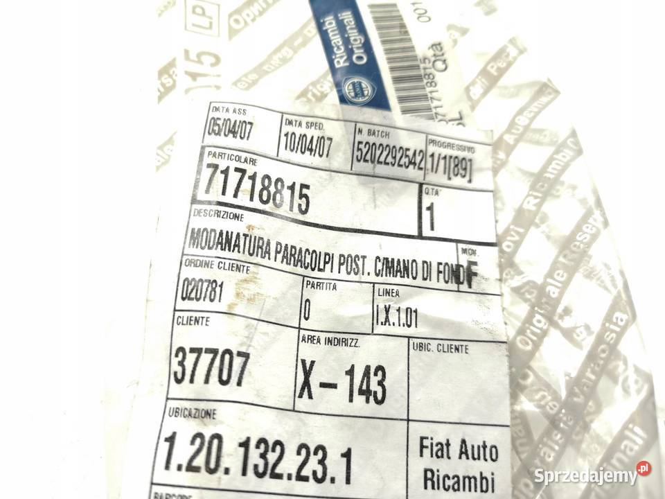 LISTWA ZDERZAKA TYŁ CZUJNIKI FIAT STILO 5DRZ