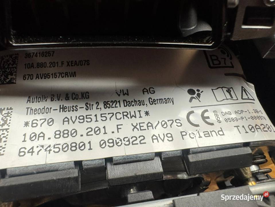 Vw ID 3 Airbag poduszka kierowcy 10A880201F osobowe