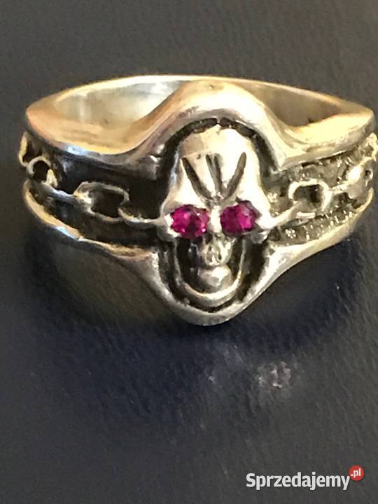 Pierścień srebrny pr 925 z symboliką czaszki z srebrne