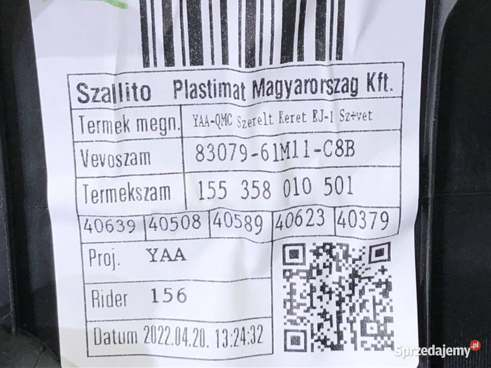 BOCZEK DRZWI PRAWY PRZÓD SUZUKI SX4 SUV