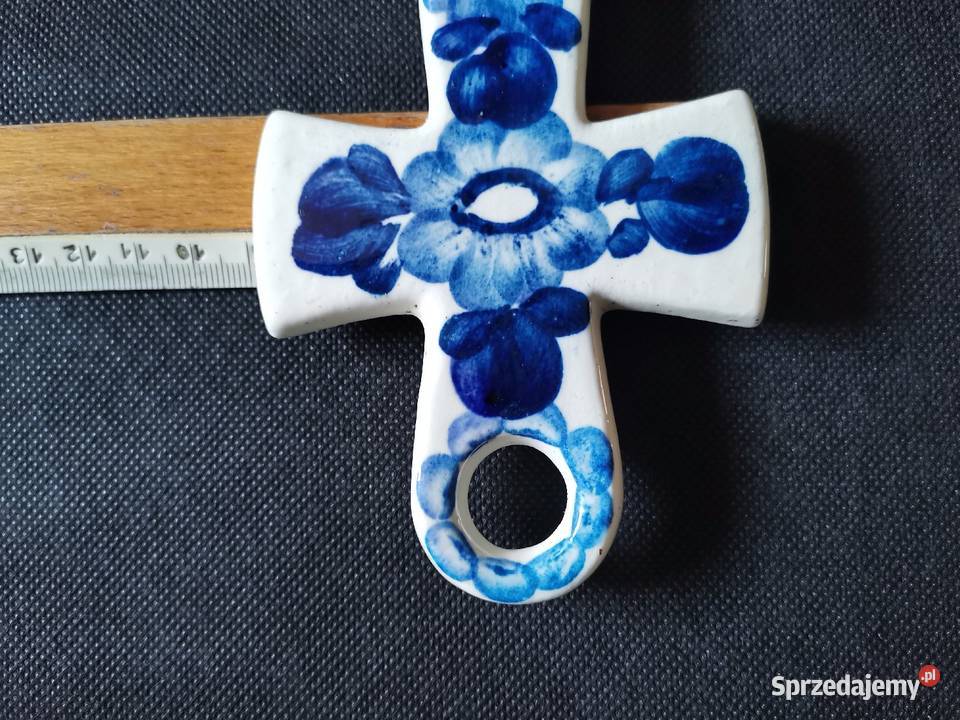 Stary Krzyż w kwiaty fajans Włocławek design PRL Katowice