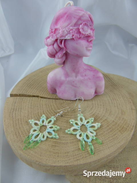 Kolczyki frywolitkowe różne wzory i kolory Wiśniowa