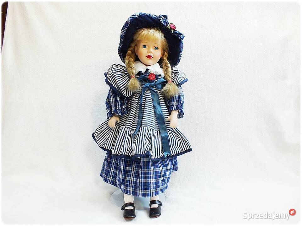 Porcelanowa stara Lalka na stojaku wys55 lubuskie Żary