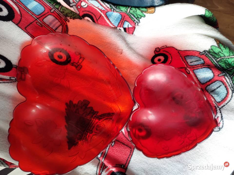 Waza czerwona serce i 3 miseczki PRL tworzywo dolnośląskie Wrocław