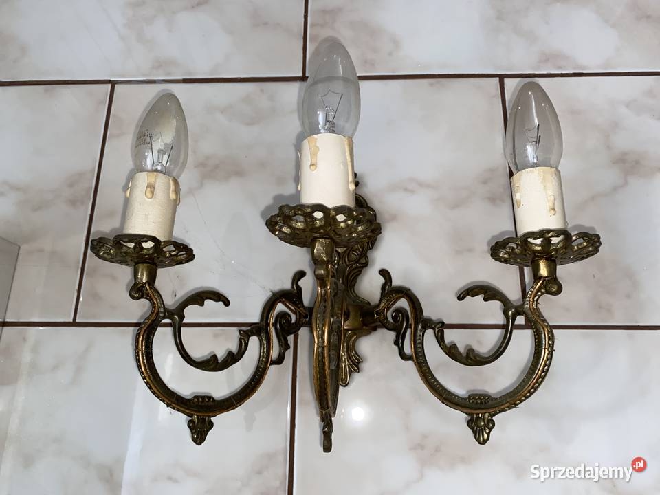 6 żyrandoli mosiężnych i 10 kinkietów Brodnica