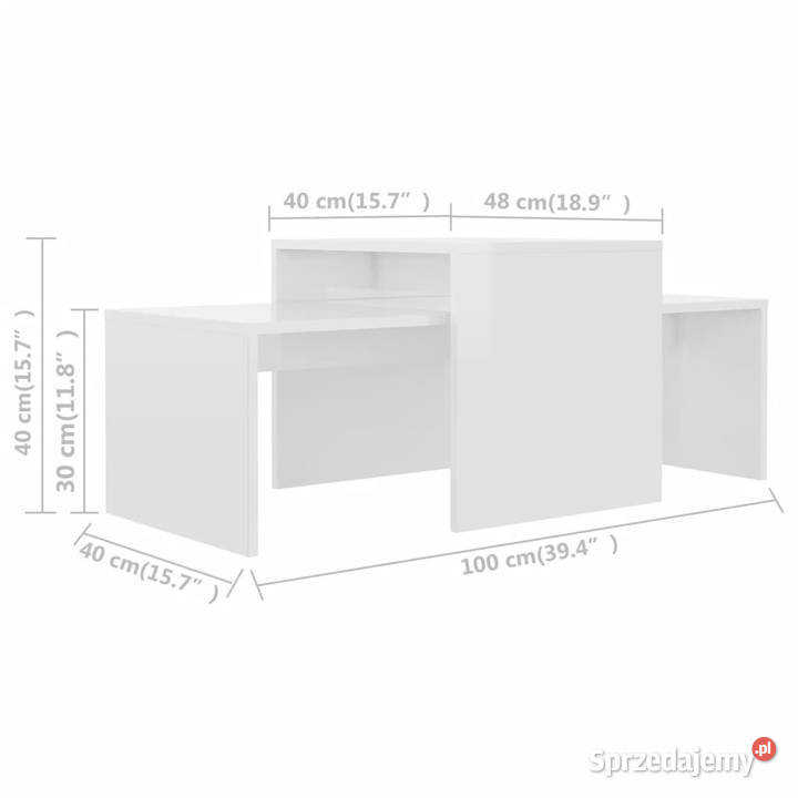 Zestaw stolików kawowych biały na wysoki połysk mazowieckie Warszawa