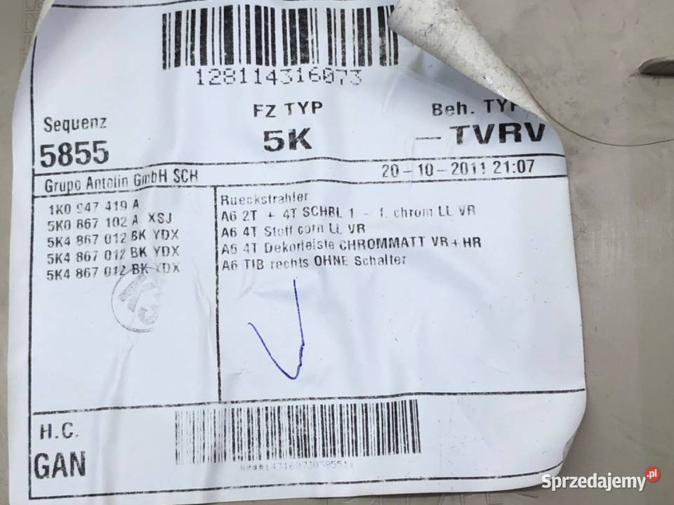 BOCZEK DRZWI PRAWY PRZÓD VW GOLF VI Hatchback sprzedam