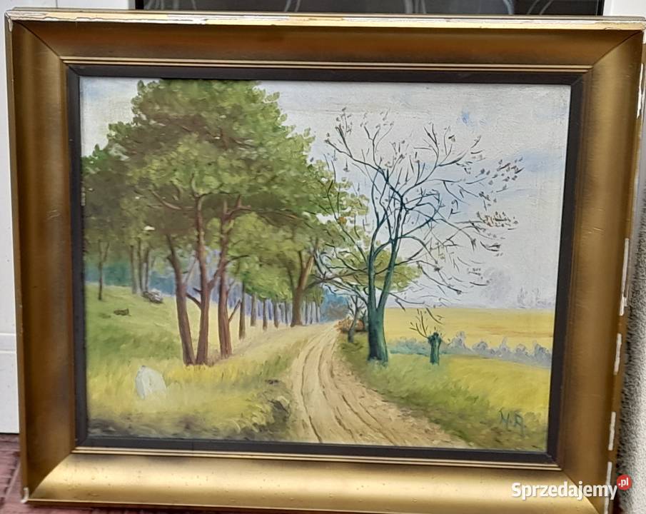Polna droga obraz olejny sygnowany mazowieckie