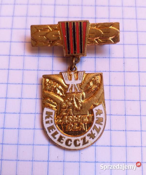 POZŁACANA ODZNAKA ZASŁUGI KIELECCZYZNY Militaria Piszczac