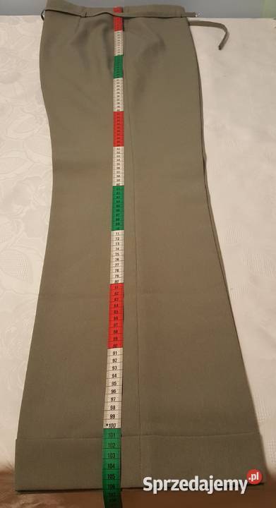 SPODNIE w kant z materiału nogawki z mankietami zielony sprzedam