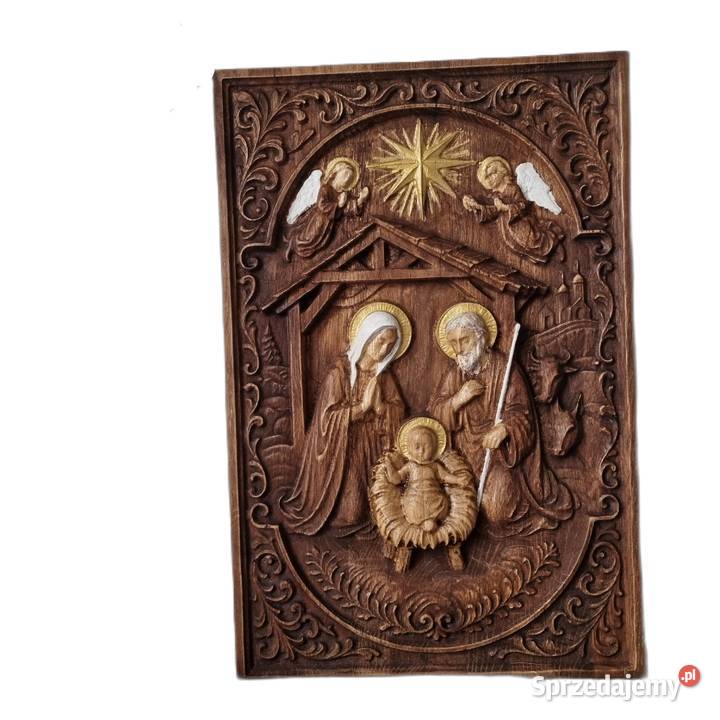 Szopka Bożonarodzeniowa drewno płaskorzeźba sprzedam