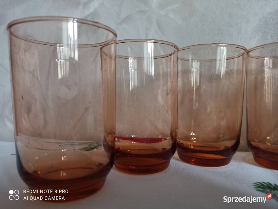 Szklanki szkło łososiowe Porcelana i szkło Białystok sprzedam